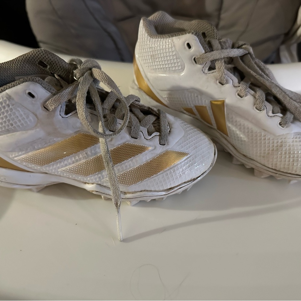 Adidas White and Gold Sports Shoes